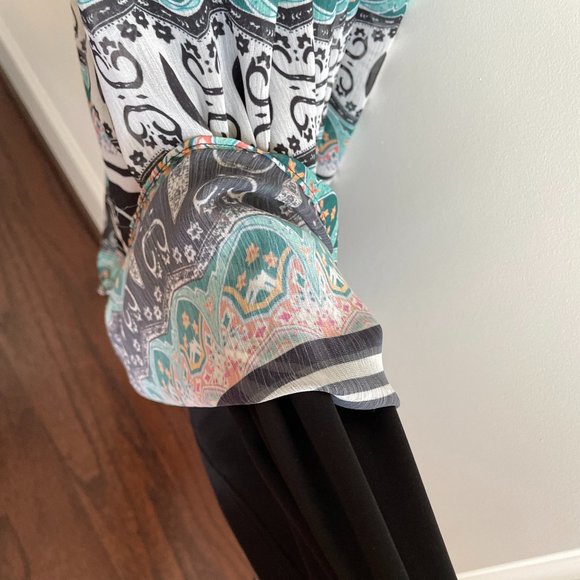 V Cristina Sleeveless Maxi Dress High Neck Pleated Crochet Beaded Trim - SZ L - Picture 6 of 7